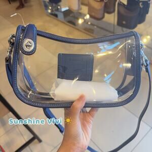 NWT Coach Stadium Swinger Bag Clear Coach with Dust Bag CBH13 Silver/True Blue